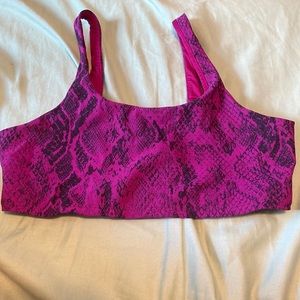 Purple and black alo sports bra